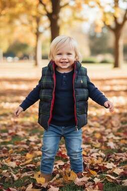 Polo Ralph Lauren Toddler Boys Reversible Black Watch Plaid Puffer Vest  Size 3T